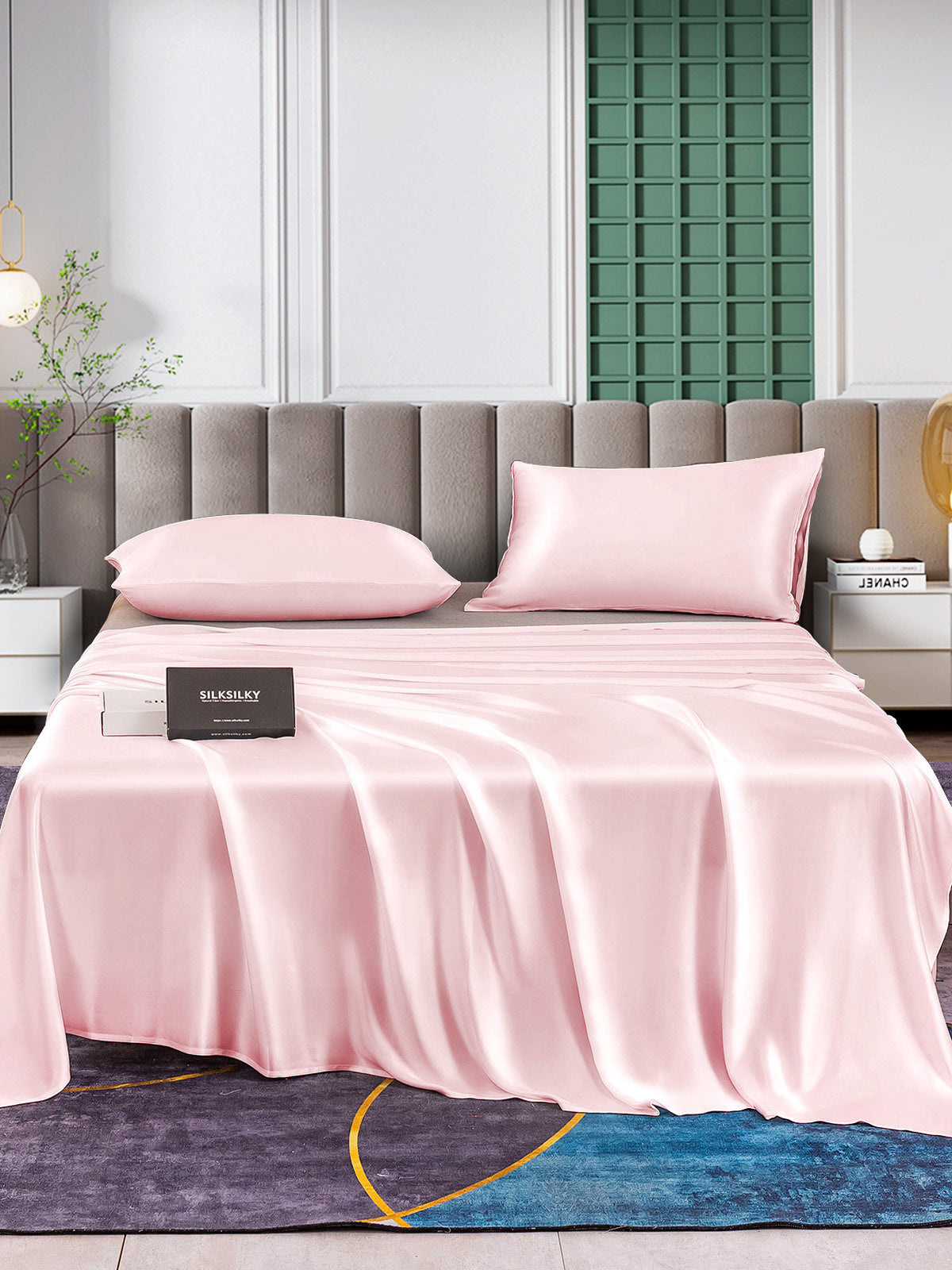 SilkSilky AU 25Momme Pure Silk Bedding Set Pink 001