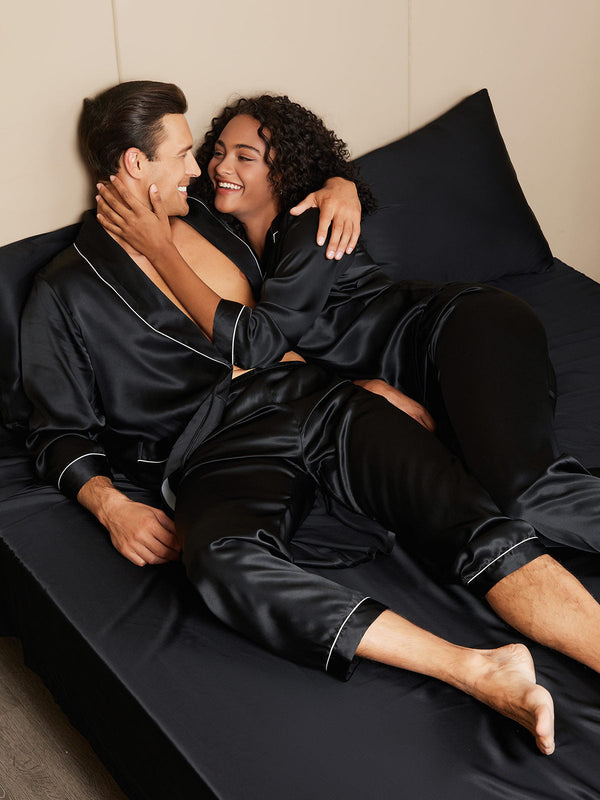 Pure Silk Couple Set - Men's Robe+Pants & Women's Pyjama Set