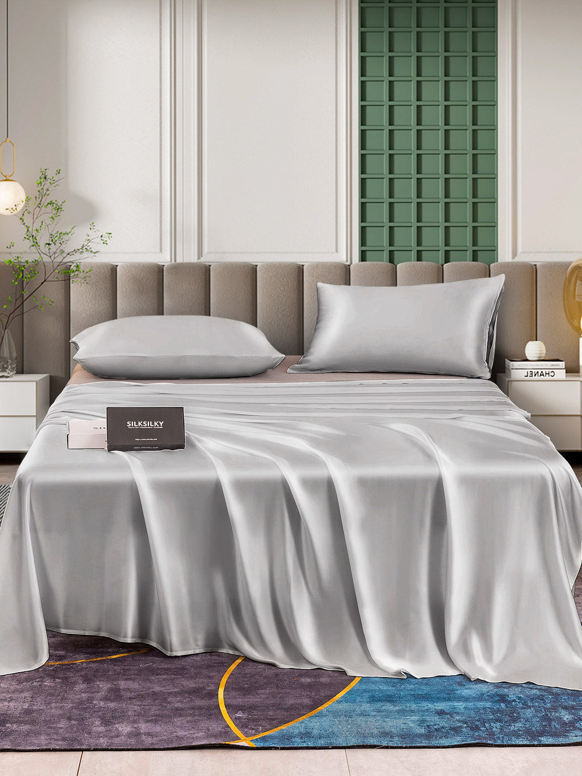 SilkSilky AU 25Momme Pure Silk Bedding Set Silver 002