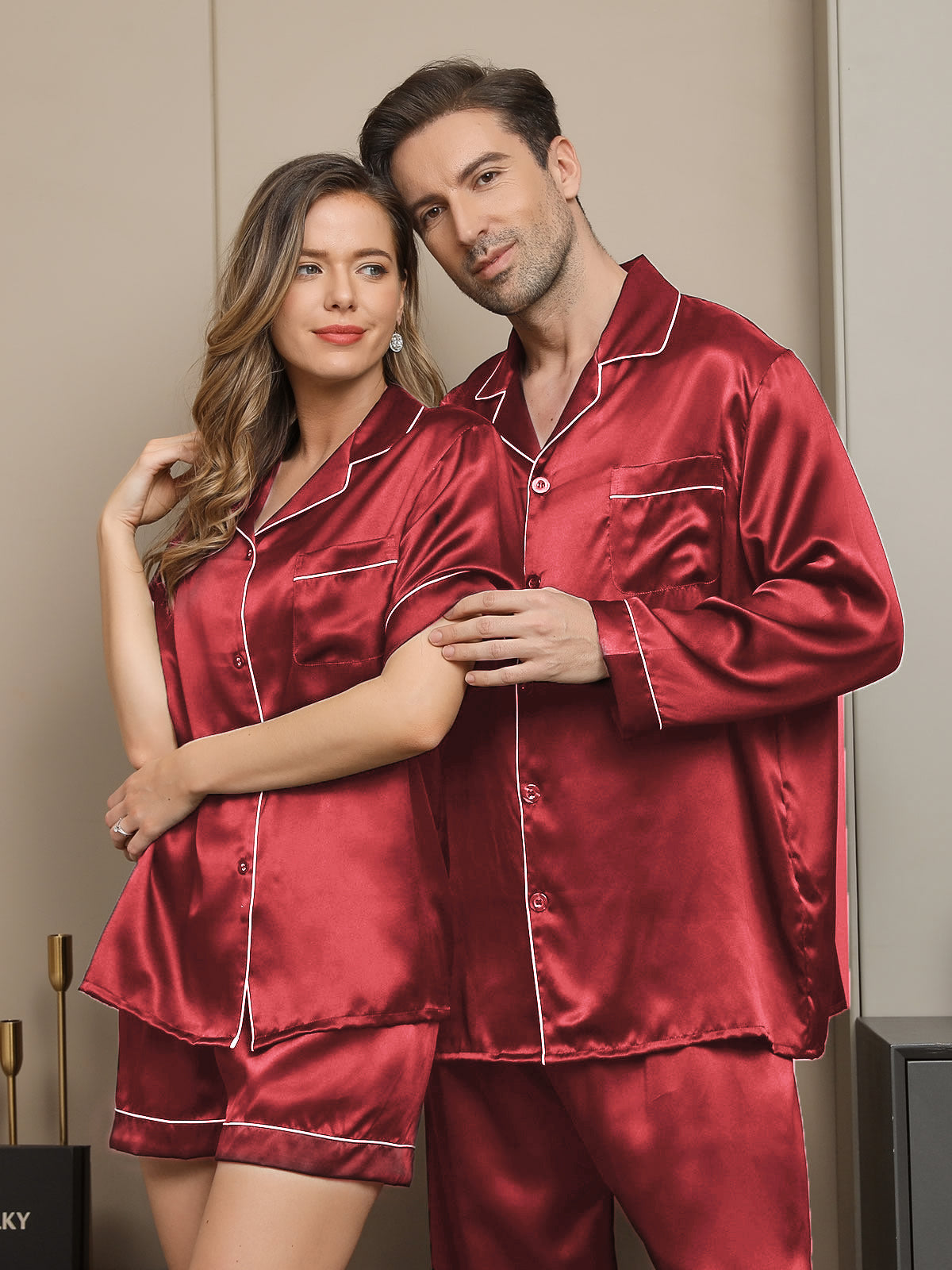 SilkSilky AU Pure Silk Long Sleeve Couple Wine 004