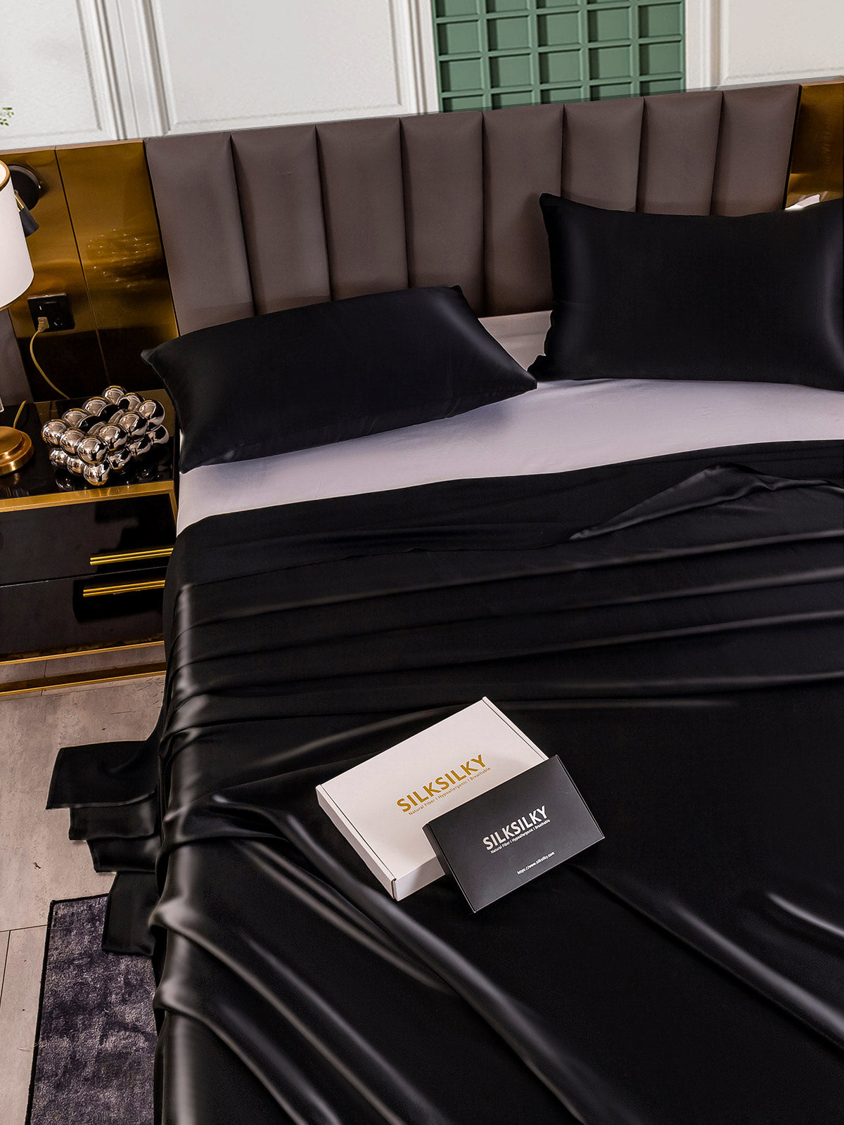 [Black] SilkSilky-AU 25Momme Pure Silk Bedding Set 005