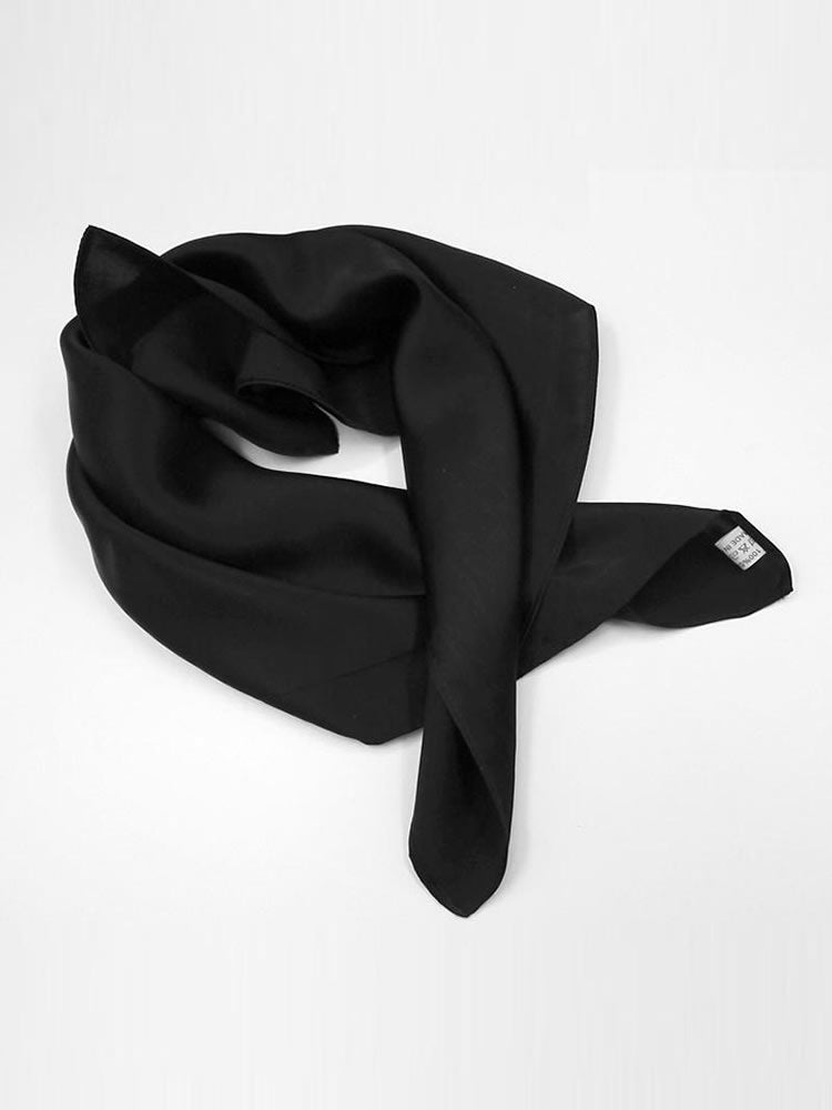 [Black] SilkSilky-AU Pure Silk Scarf 002