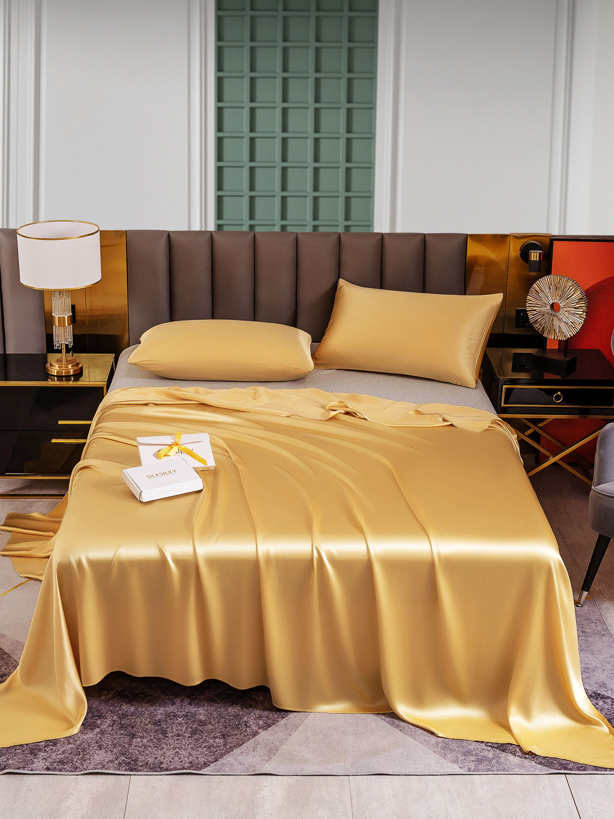 [Champagne] SilkSilky-AU 25Momme Pure Silk Bedding Set 001