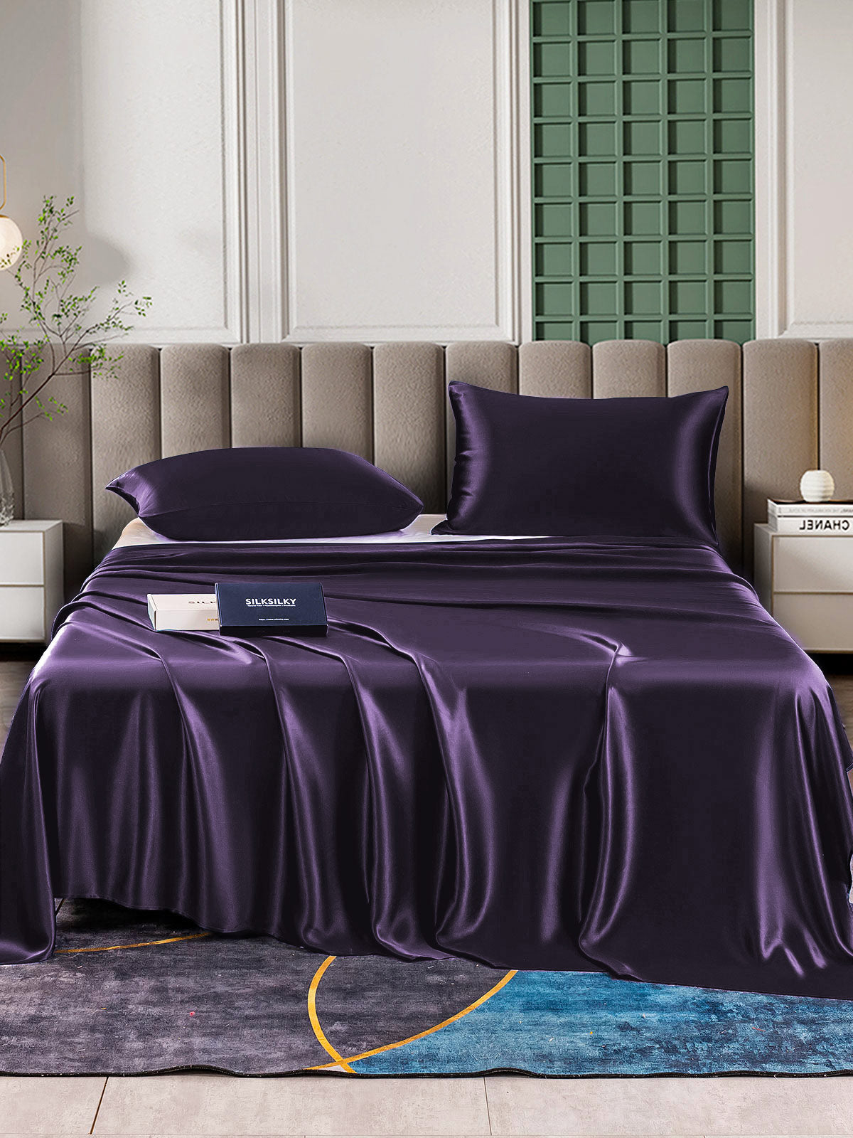 [Deep Purple] SilkSilky-AU 25Momme Pure Silk Bedding Set 001