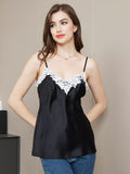 SilkSilky AU Pure Silk Sleeveless V Neck Camisole Black 001