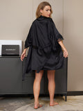 SilkSilky AU Pure Silk 3/4 Sleeve Womens Robe Black 002