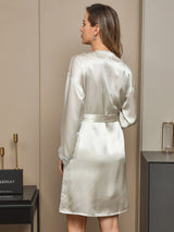[Mint Green] SilkSilky-AU Pure Silk Long Sleeve Nightgown&Robe Set 002