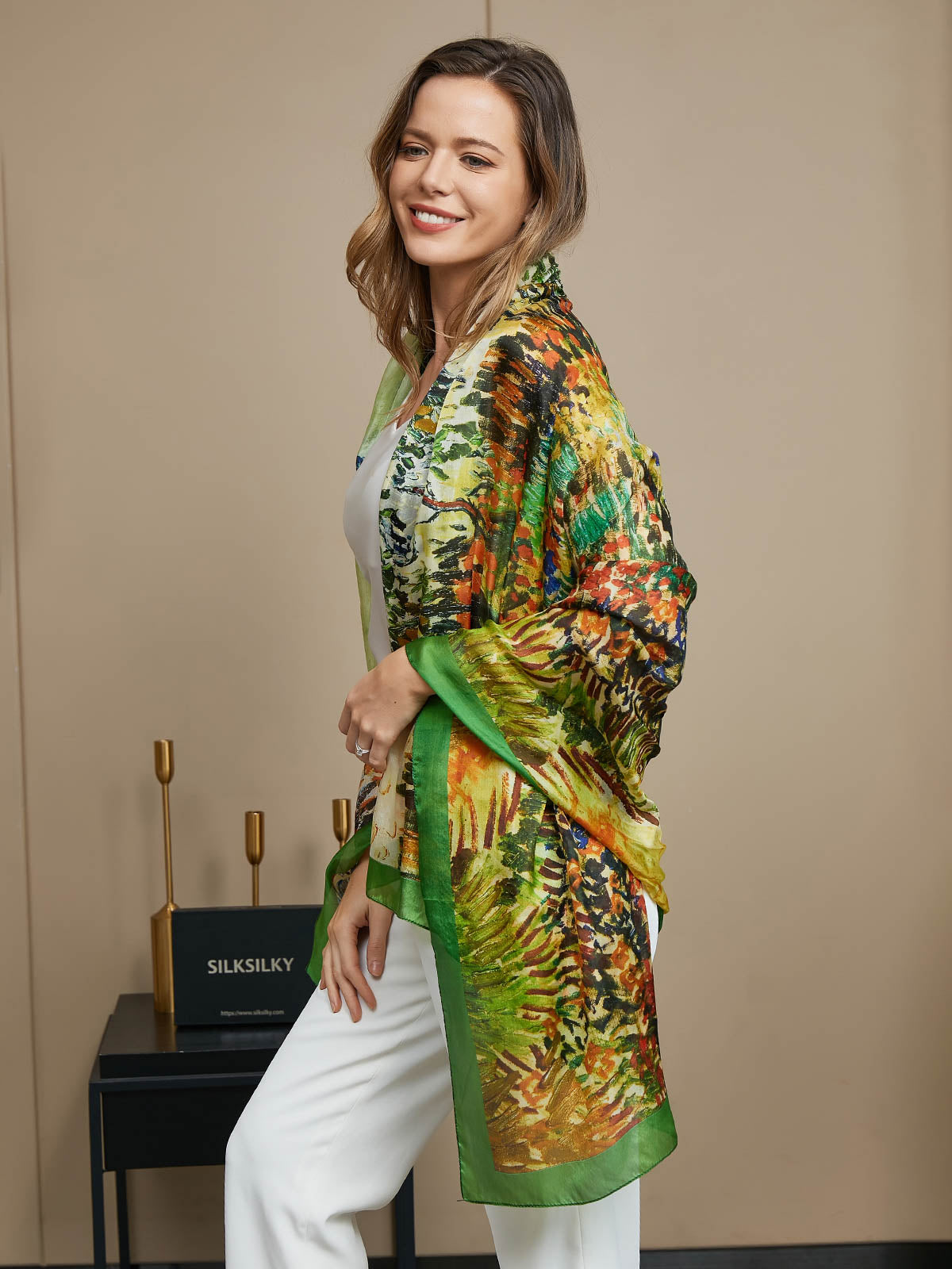[P072] SilkSilky-AU Pure Silk Scarf 005