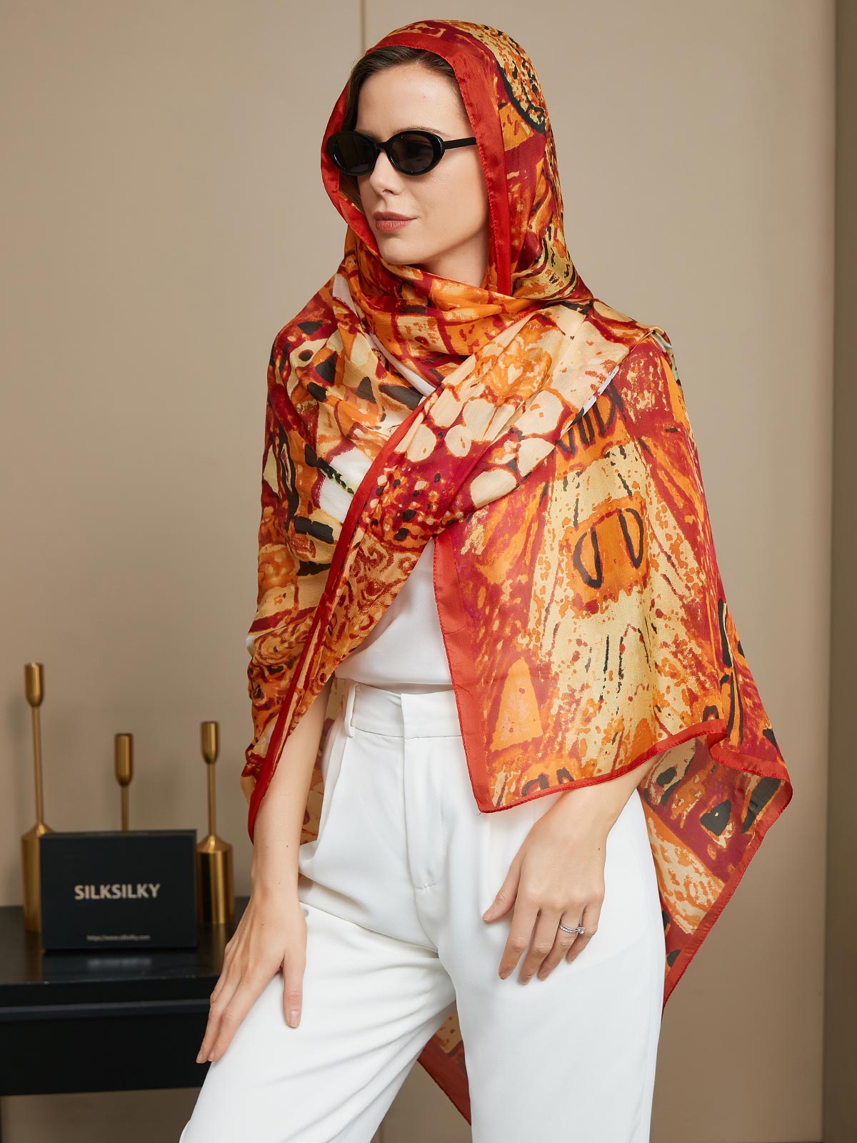 [P073] SilkSilky-AU Pure Silk Scarf 006