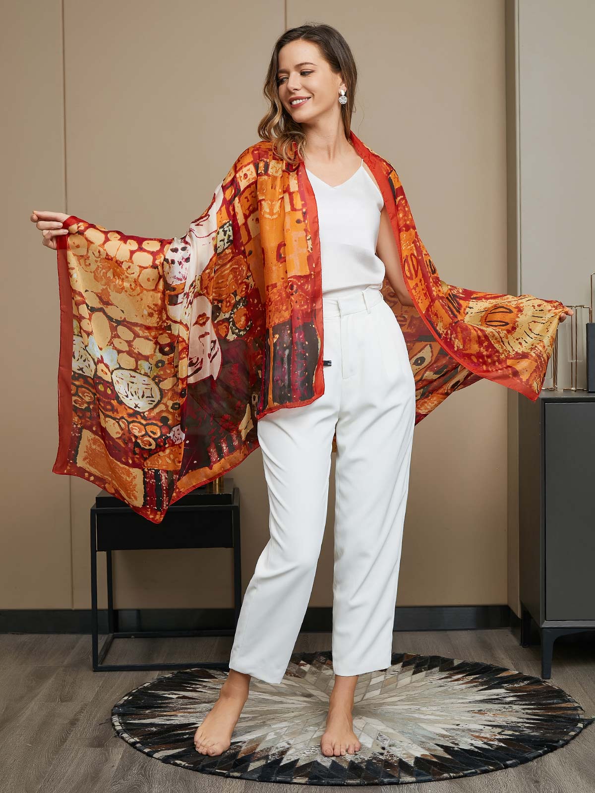[P073] SilkSilky-AU Pure Silk Scarf 009