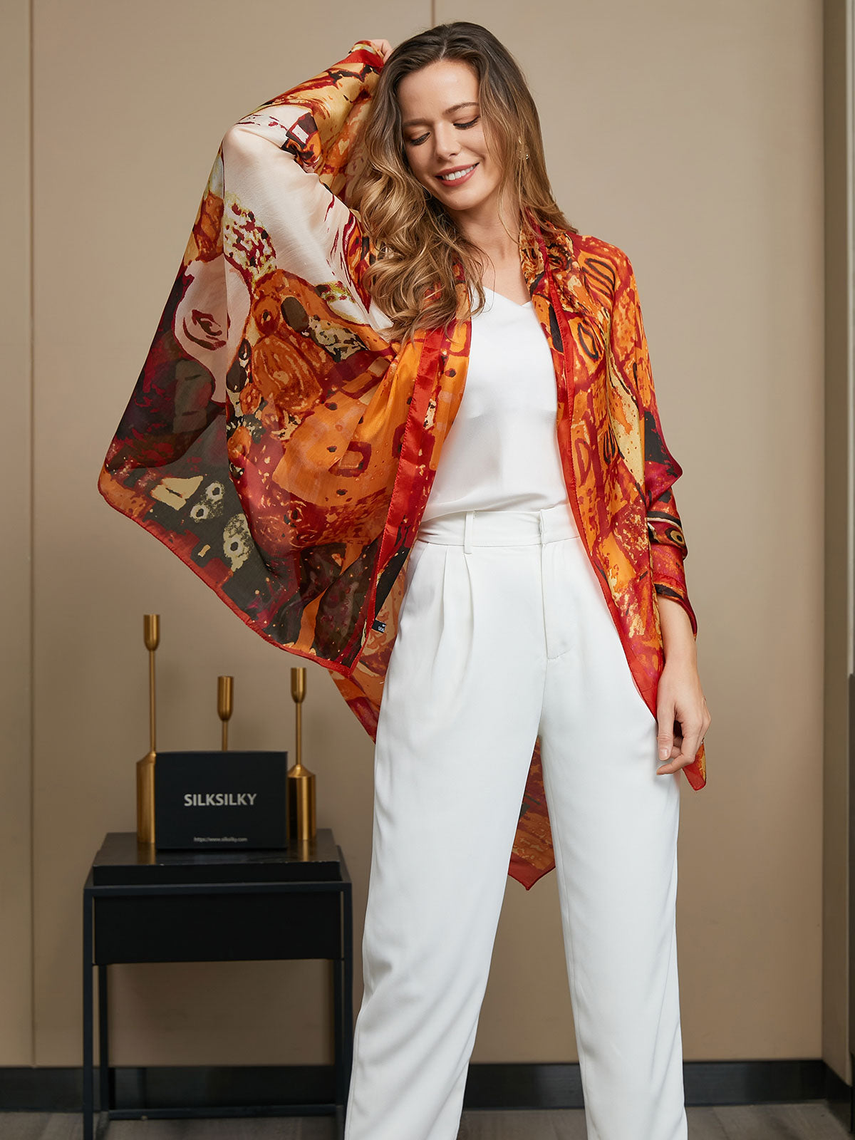 [P073] SilkSilky-AU Pure Silk Scarf 011