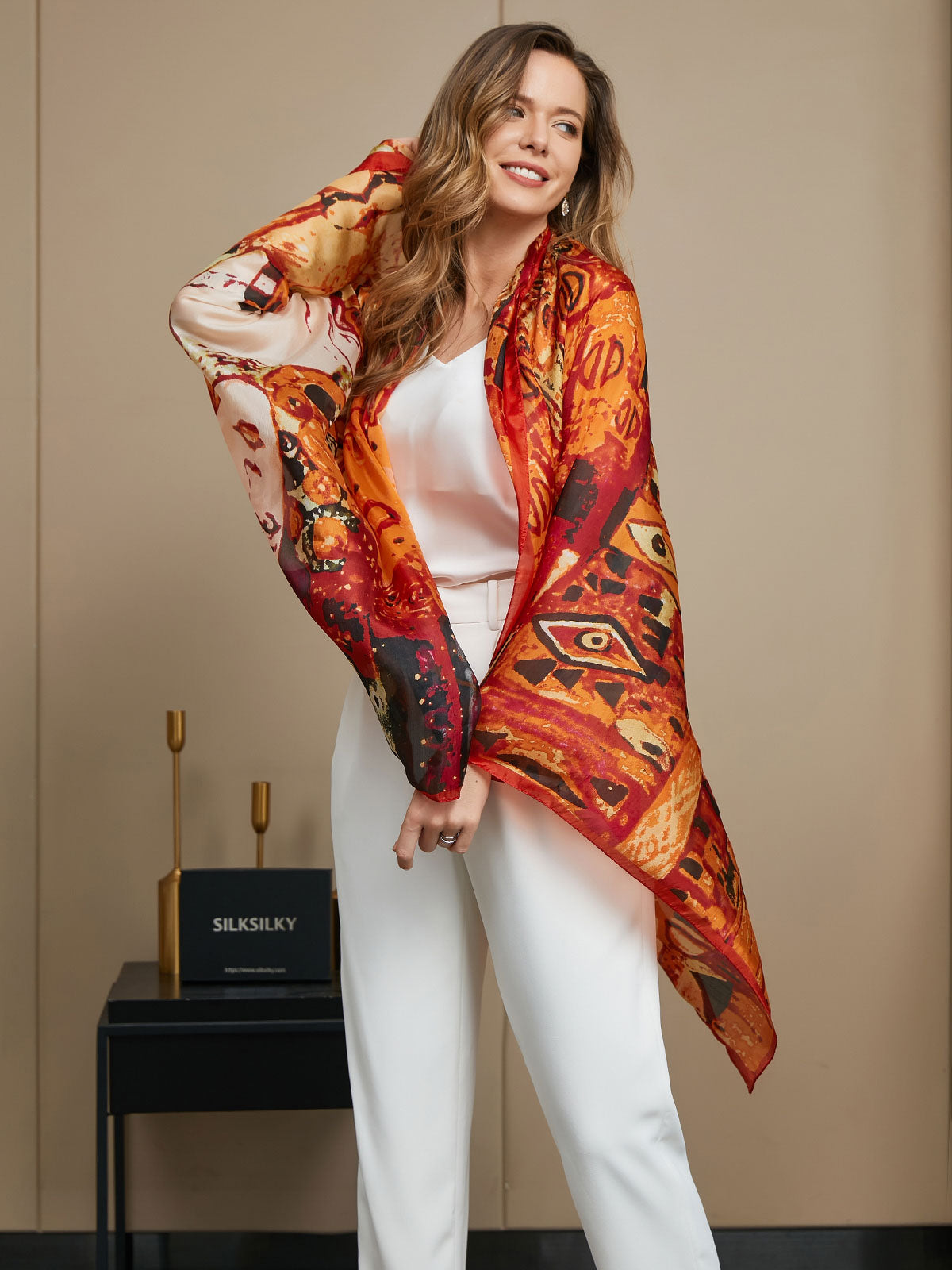 [P073] SilkSilky-AU Pure Silk Scarf 012