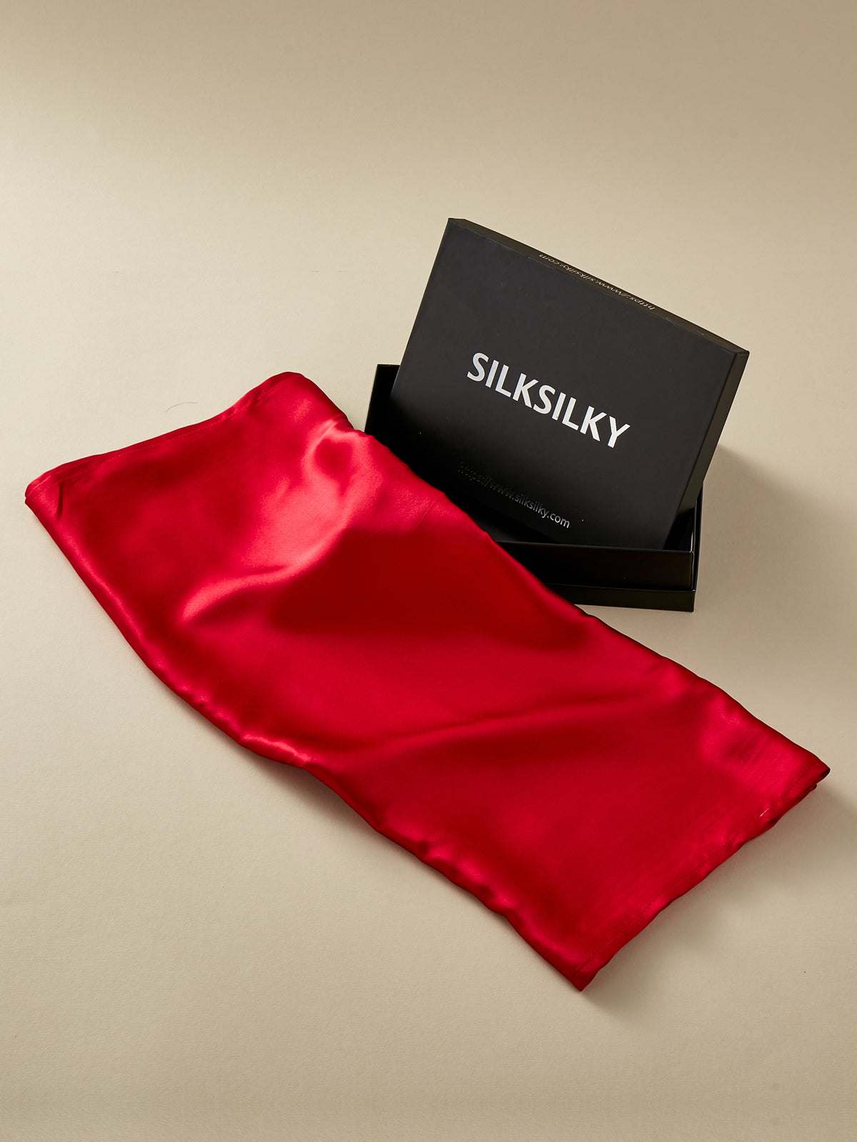 [Red] SilkSilky-AU Pure Silk Scarf 001