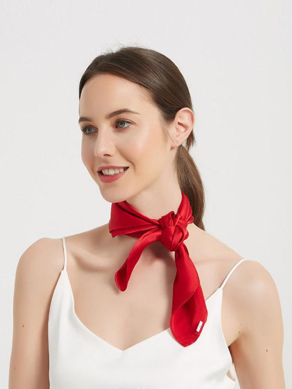 [Red] SilkSilky-AU Pure Silk Scarf 002