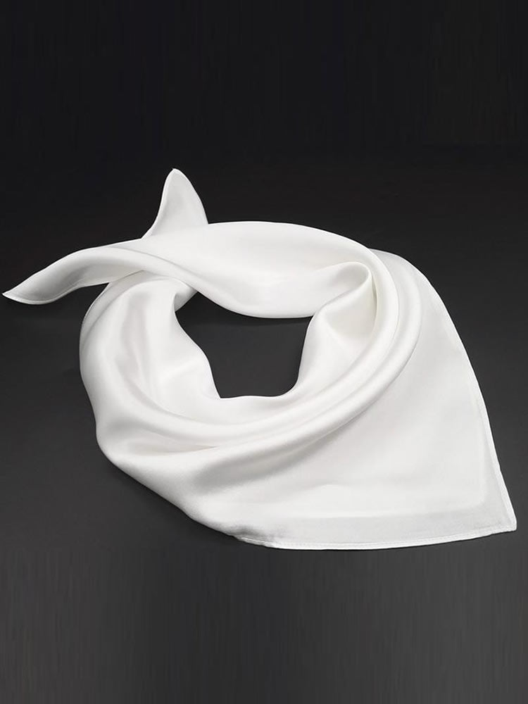 [White] SilkSilky-AU Pure Silk Scarf 001