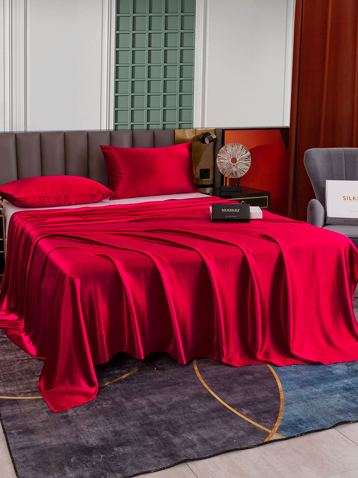 [Wine] SilkSilky-AU 25Momme Pure Silk Bedding Set 001