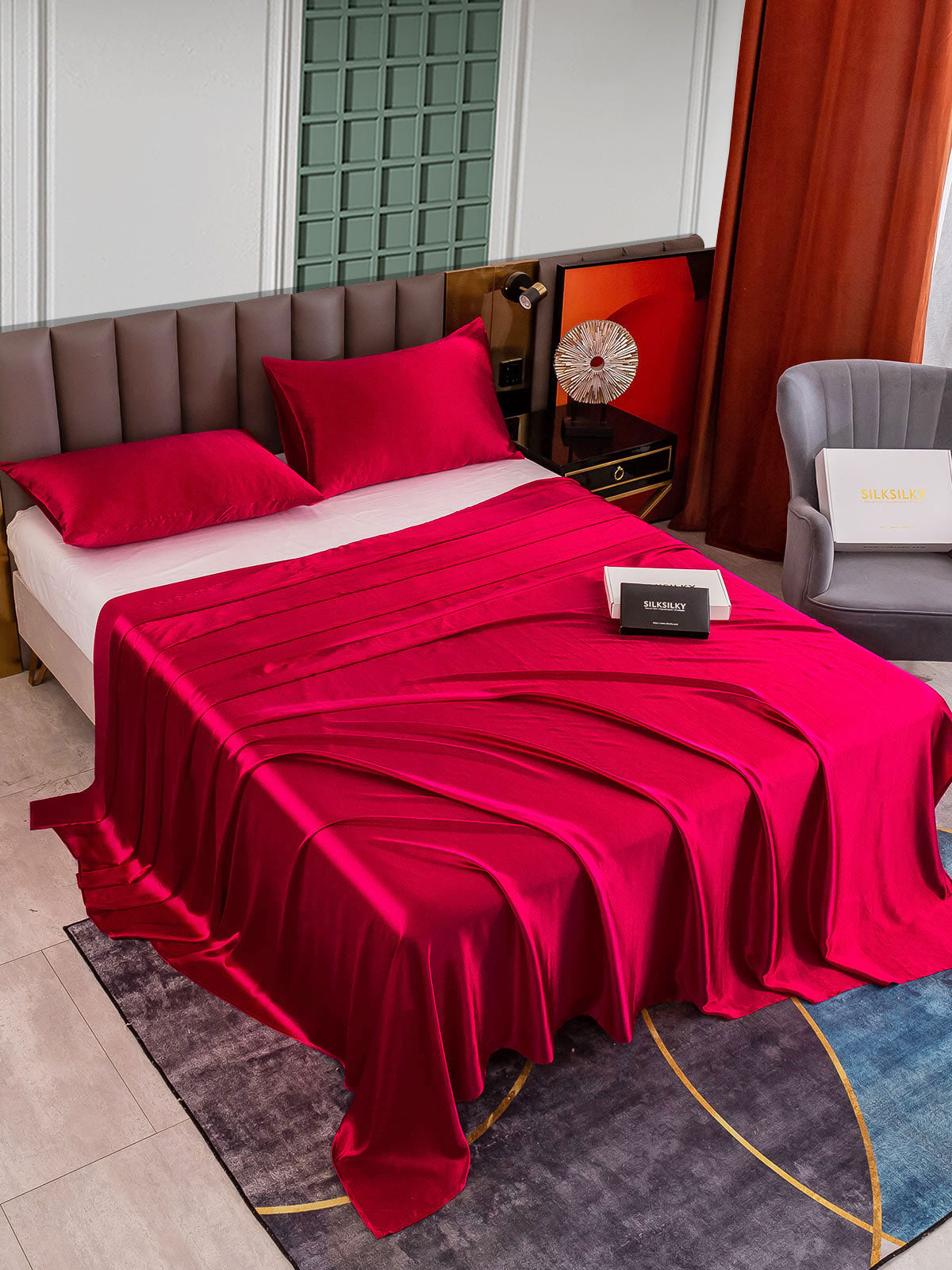[Wine] SilkSilky-AU 25Momme Pure Silk Bedding Set 002