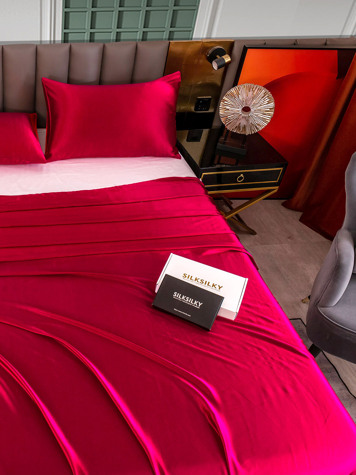 [Wine] SilkSilky-AU 25Momme Pure Silk Bedding Set 004