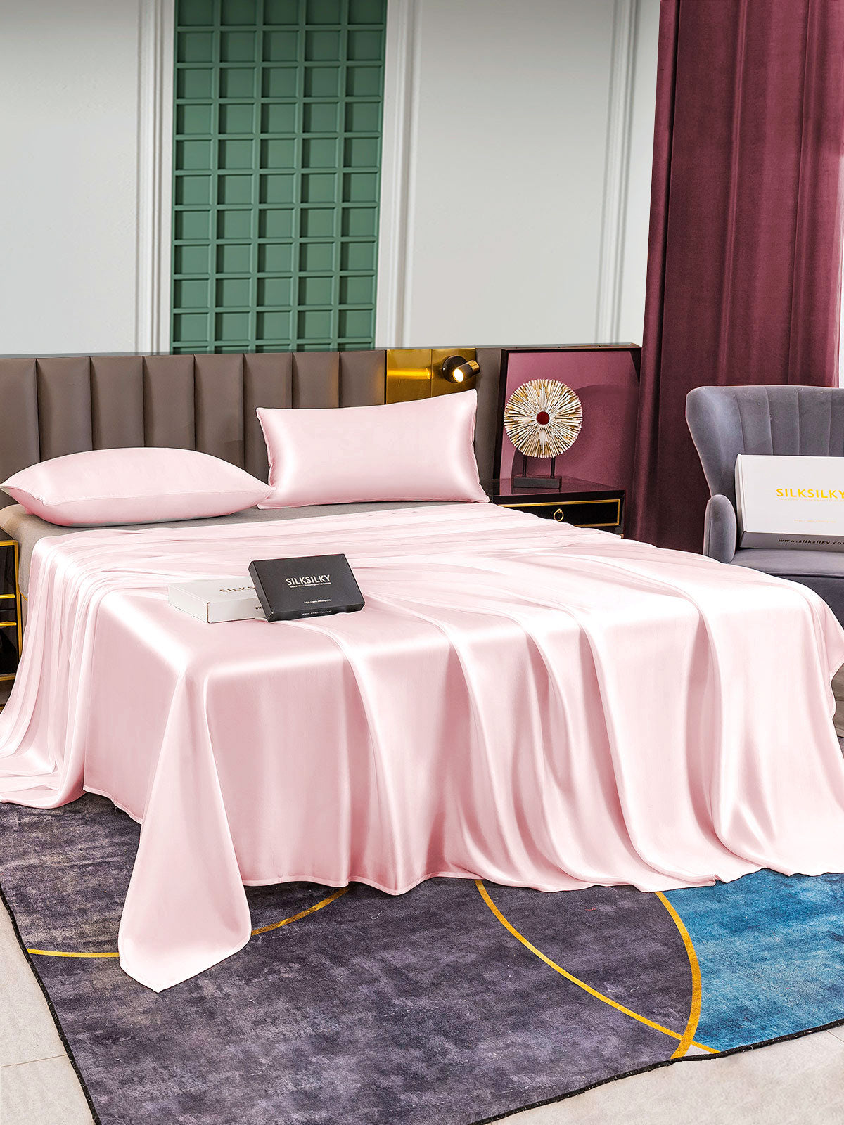 SilkSilky AU 25Momme Pure Silk Bedding Set Pink 003